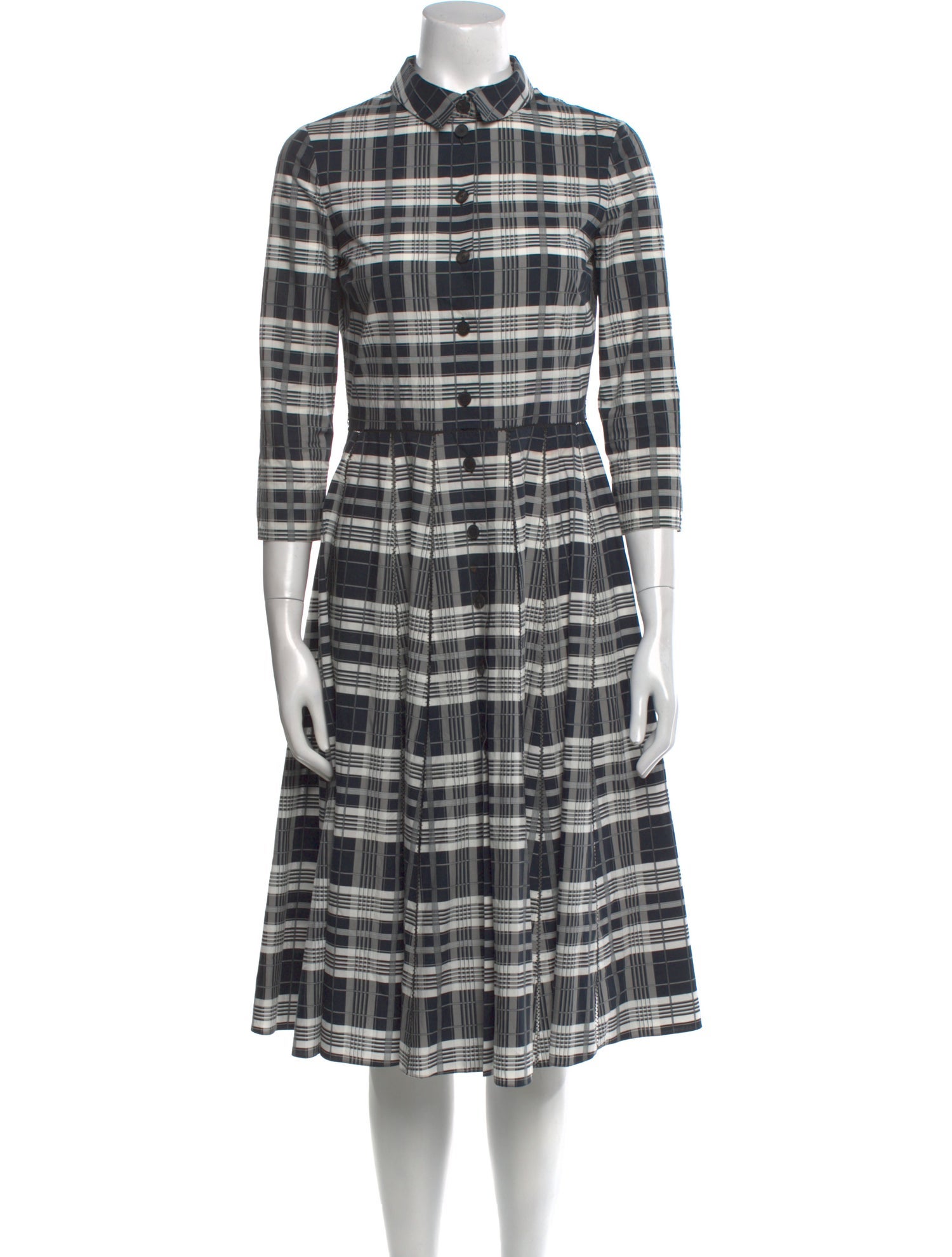 Christian Dior Plaid Print Midi Length Dress