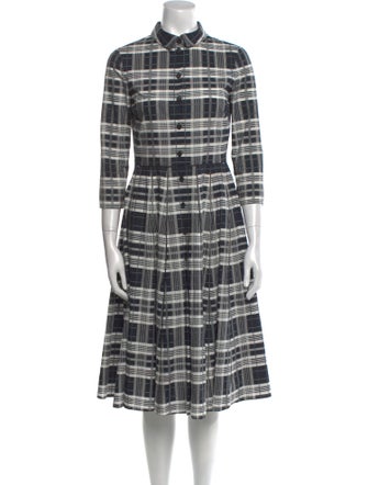 Christian Dior Plaid Print Midi Length Dress