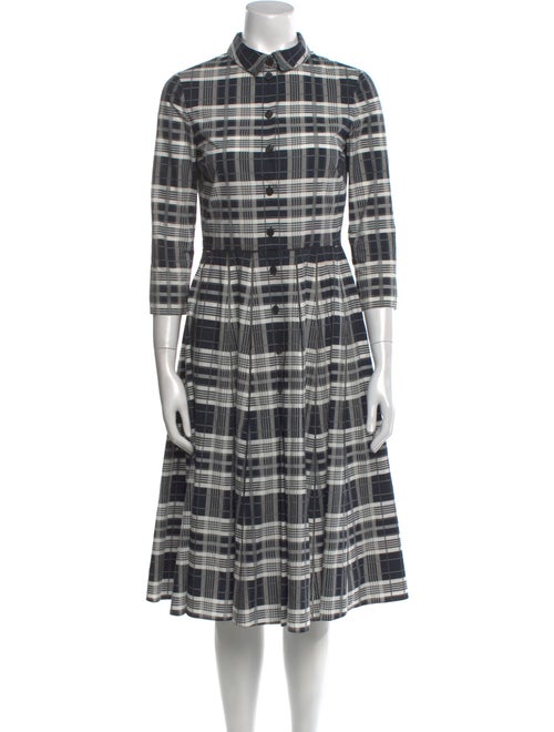 Christian Dior Plaid Print Midi Length Dress