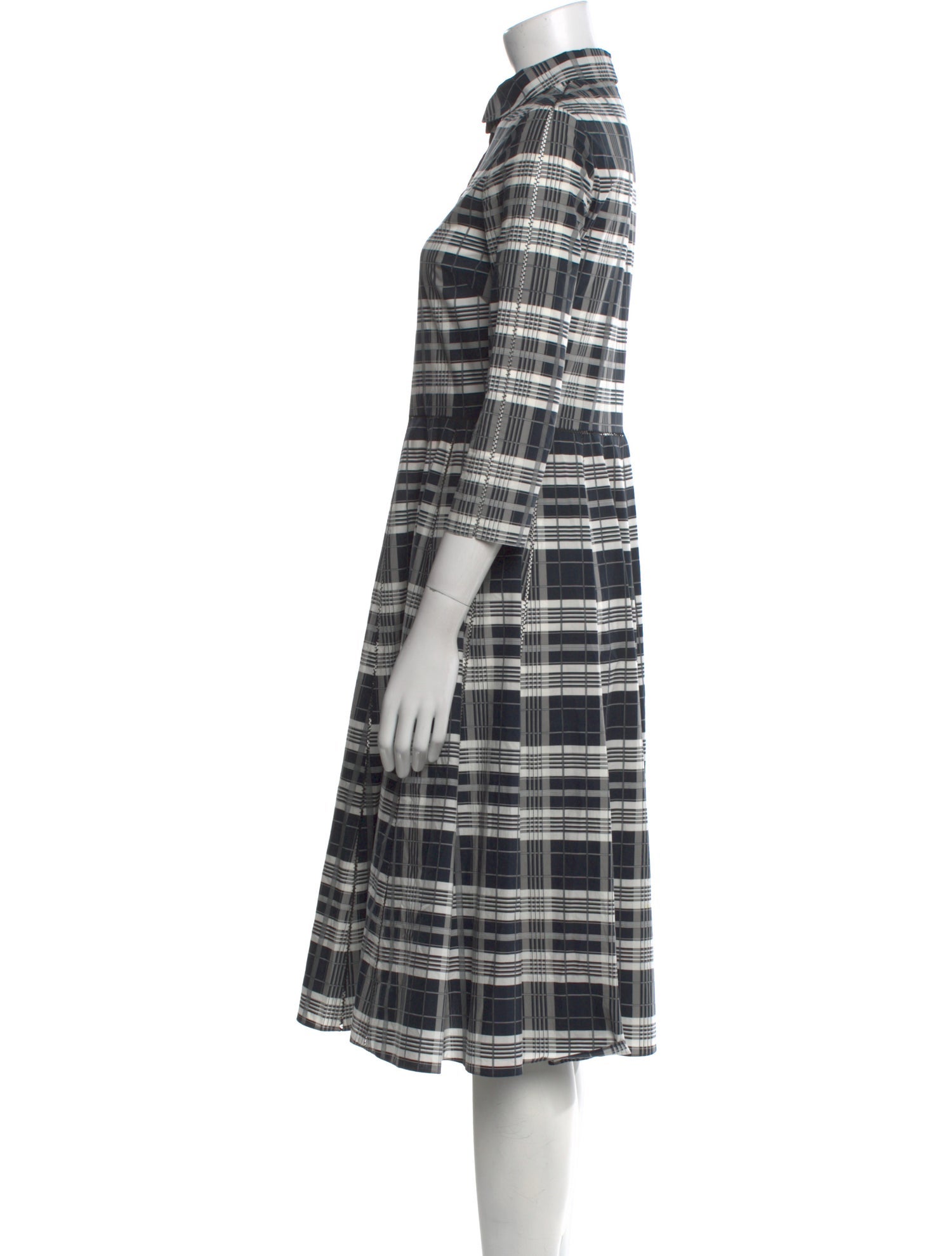Christian Dior Plaid Print Midi Length Dress