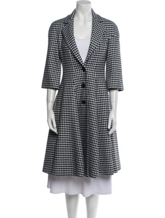 Christian Dior Virgin Wool Houndstooth Print Coat