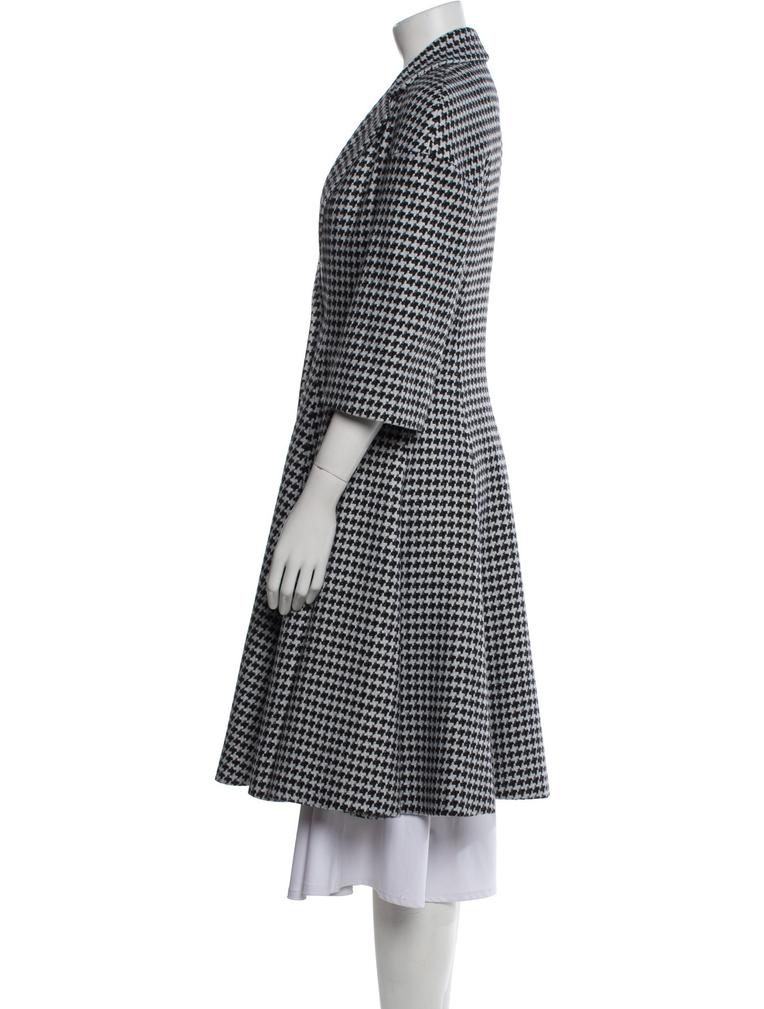 Christian Dior Virgin Wool Houndstooth Print Coat