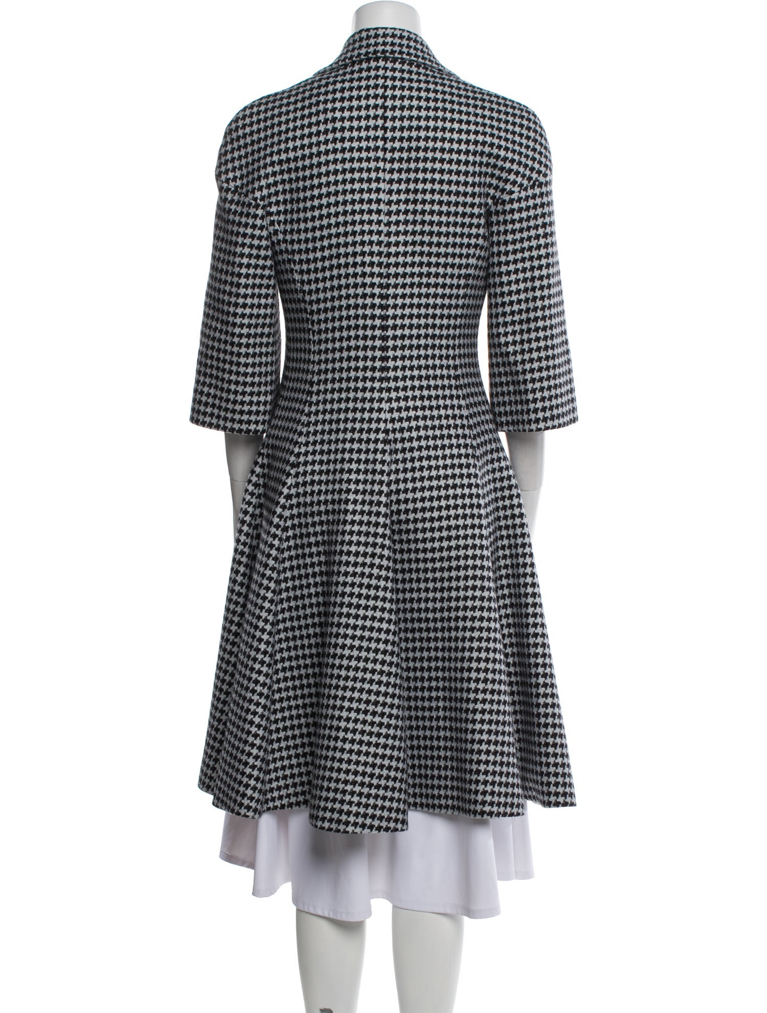 Christian Dior Virgin Wool Houndstooth Print Coat