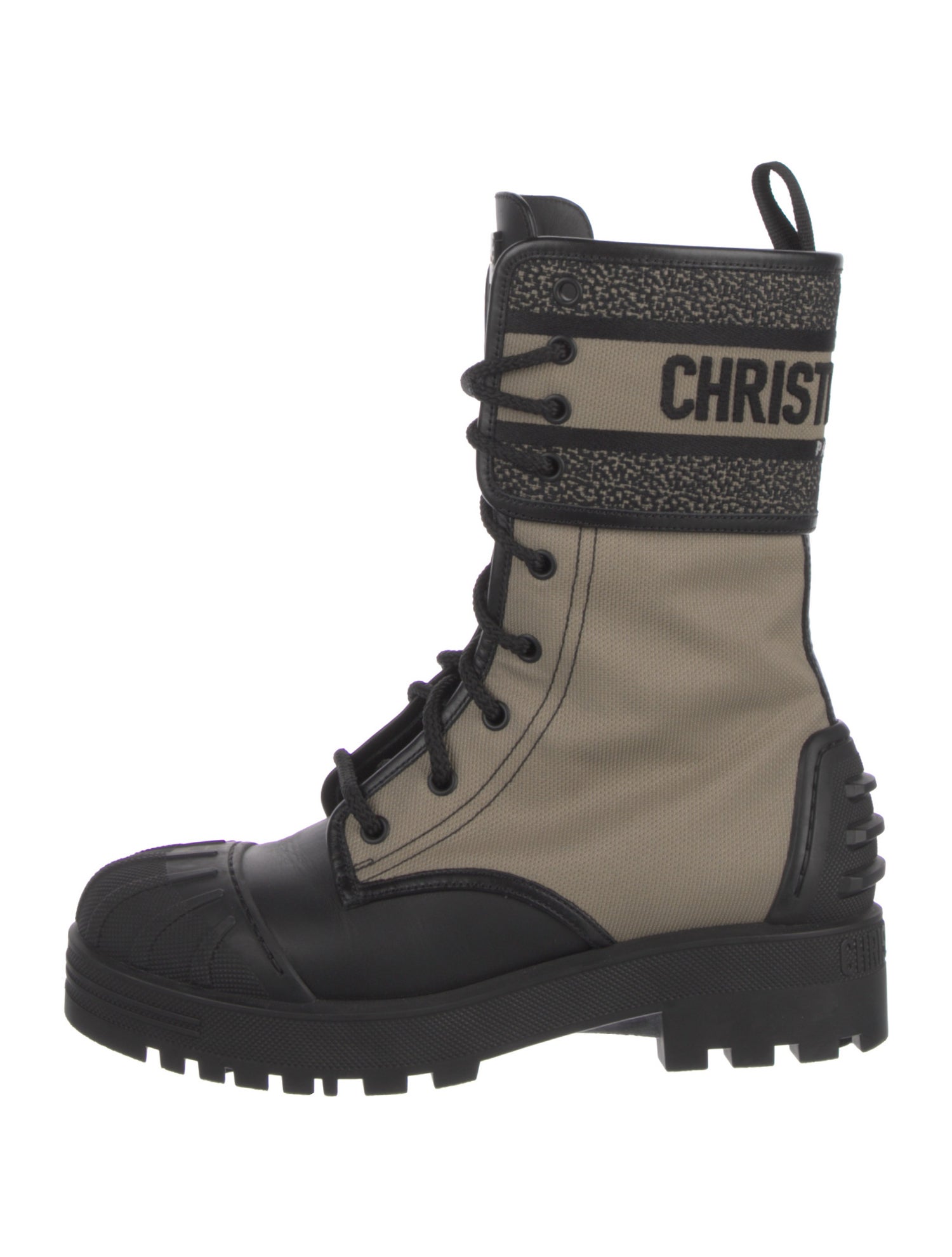 Christian Dior Canvas Printed Combat Boots