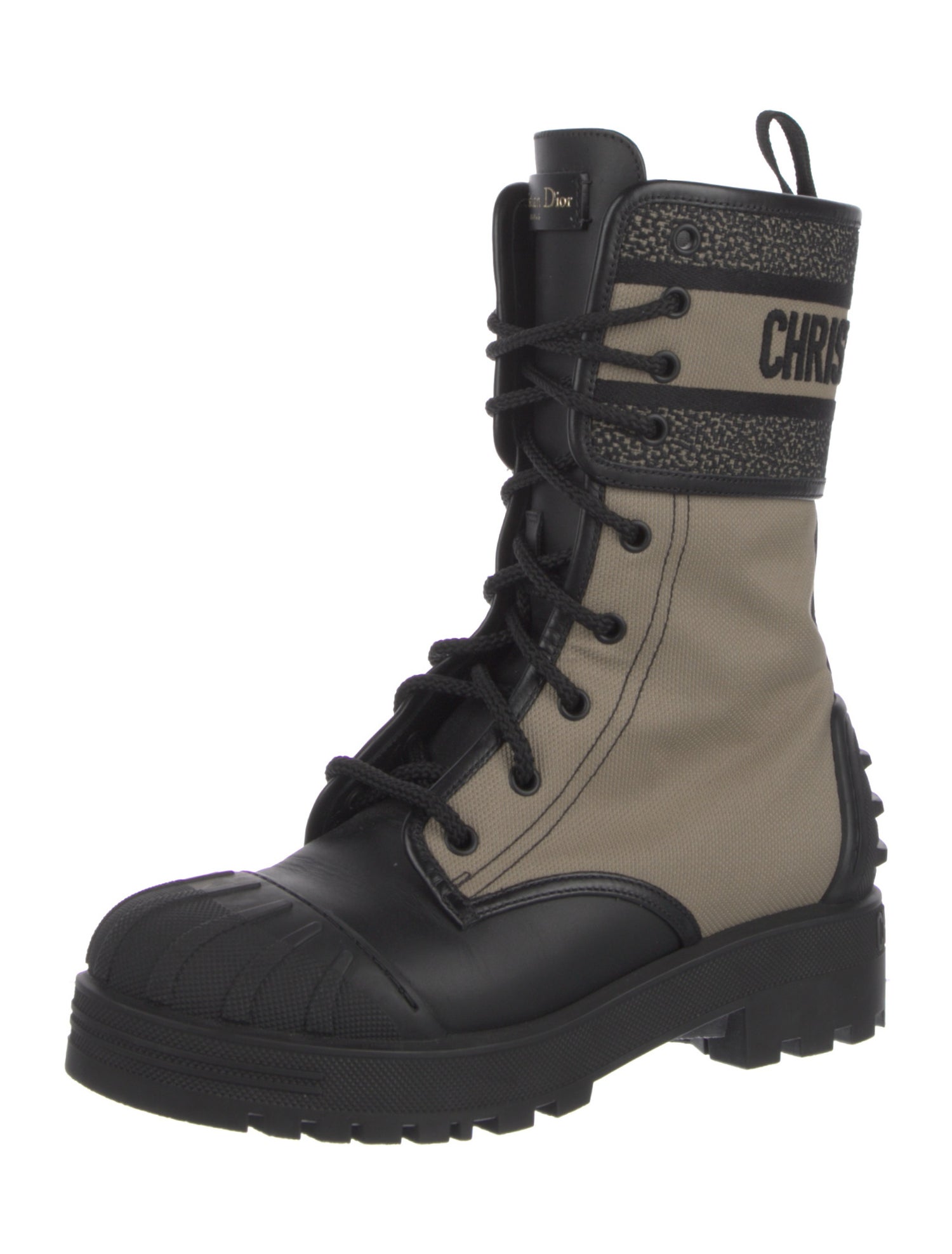 Christian Dior Canvas Printed Combat Boots