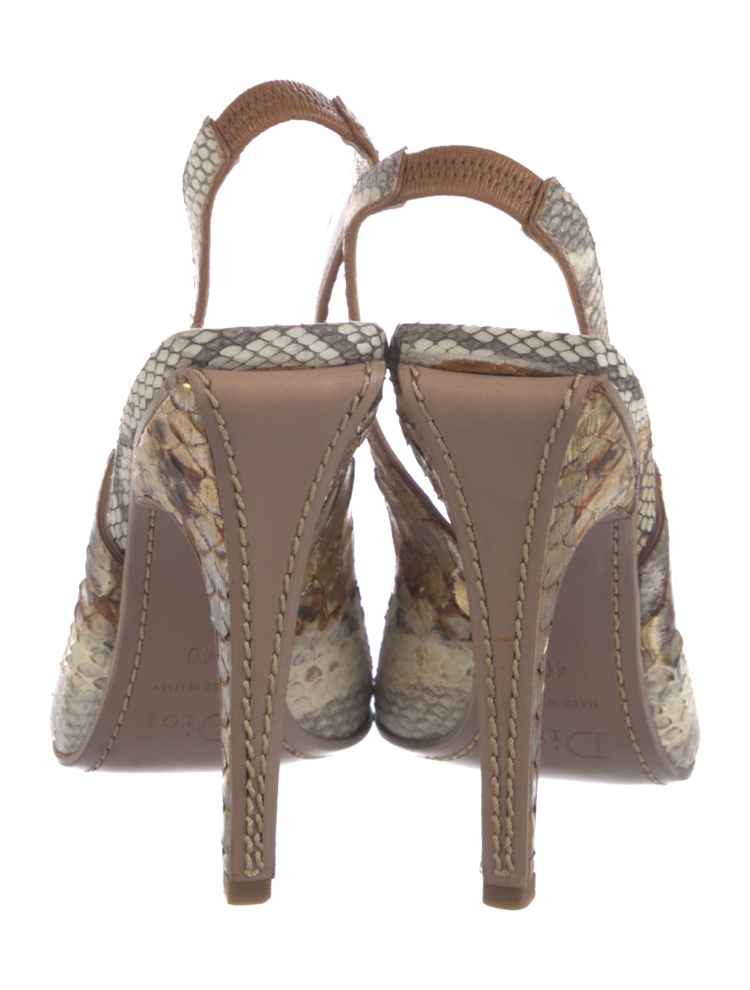 Christian Dior Snakeskin Animal Print Slingback Pumps