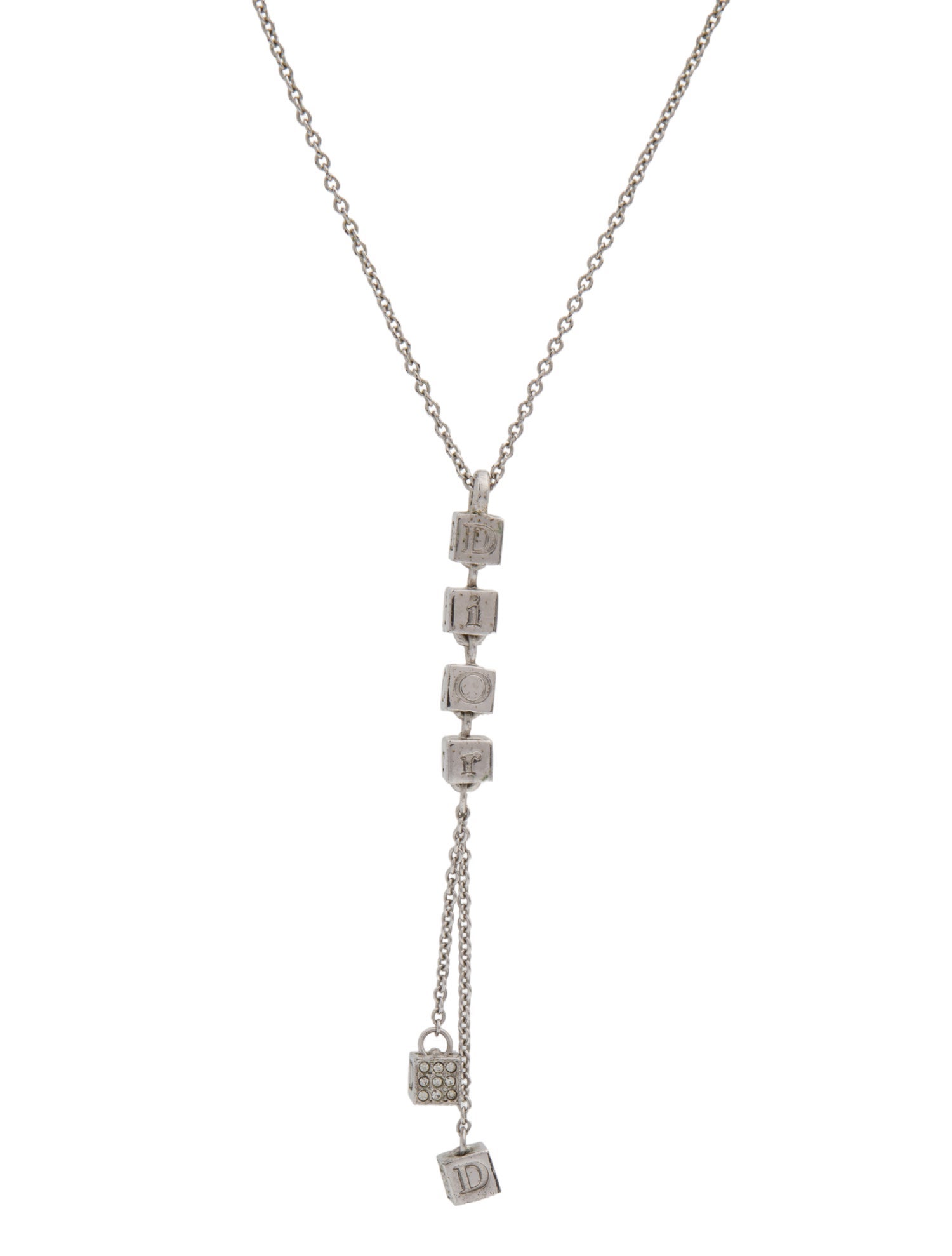 Christian Dior Crystal Cube Lavalier Necklace