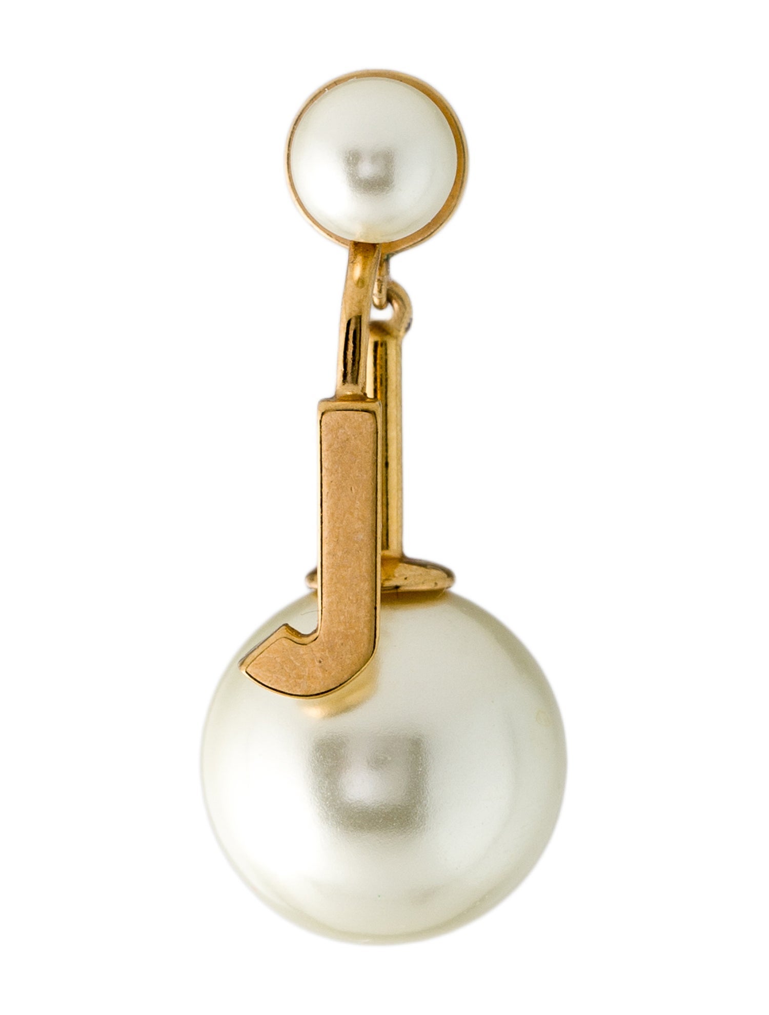 Christian Dior Faux Pearl My ABCDior Tribales Letter 'L' Single Drop Earring