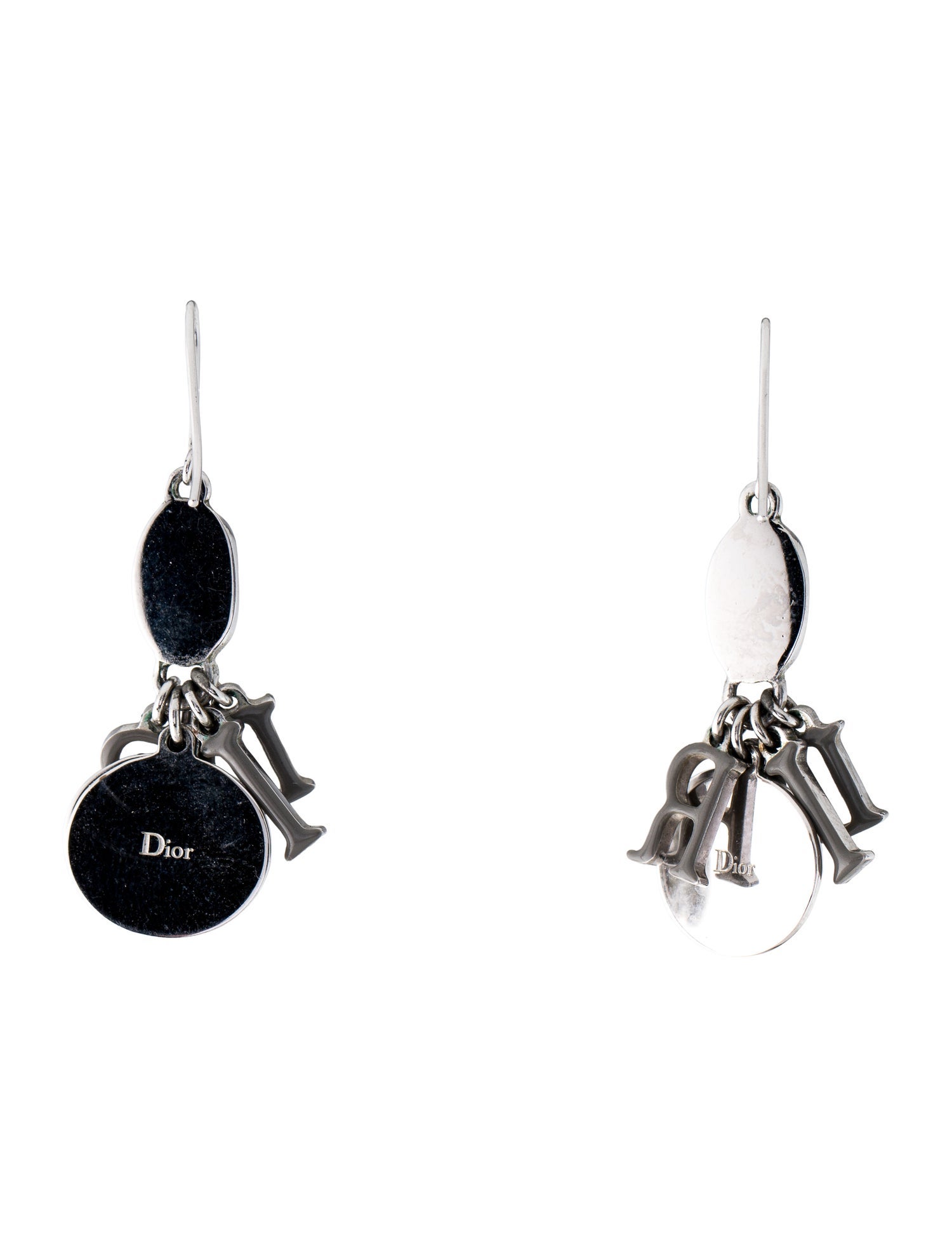 Christian Dior Enamel & Crystal Logo Drop Earrings