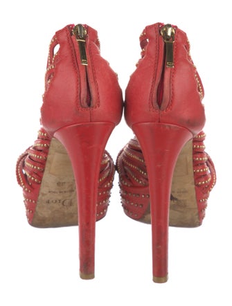 Christian Dior Leather Studded Accents T-Strap Sandals