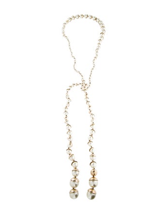 Christian Dior Faux Pearl Beaded Lariat Necklace