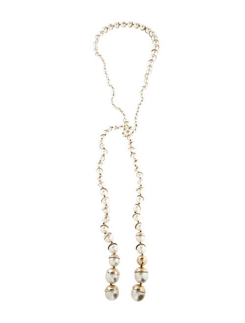 Christian Dior Faux Pearl Beaded Lariat Necklace