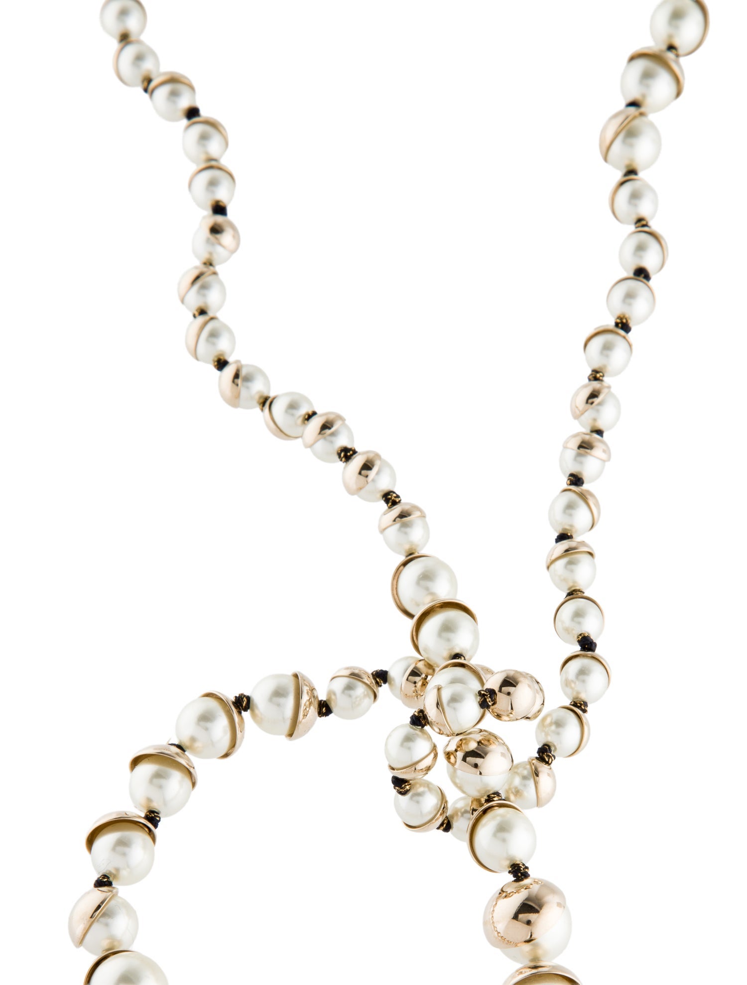 Christian Dior Faux Pearl Beaded Lariat Necklace