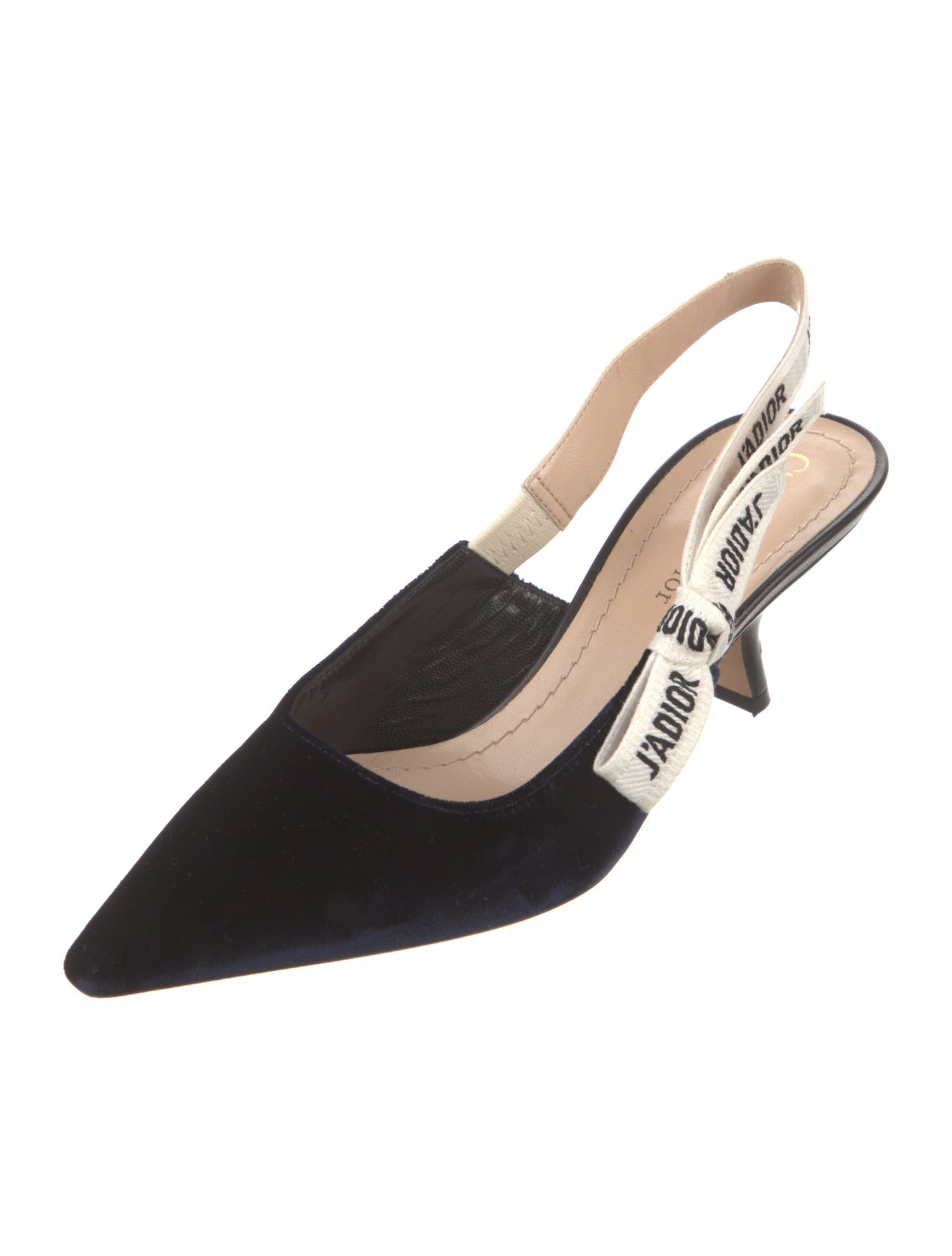 Christian Dior Velvet Bow Accents Slingback Pumps