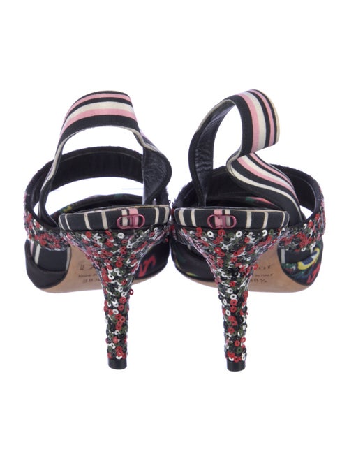 Christian Dior Canvas Striped Slingback Pumps