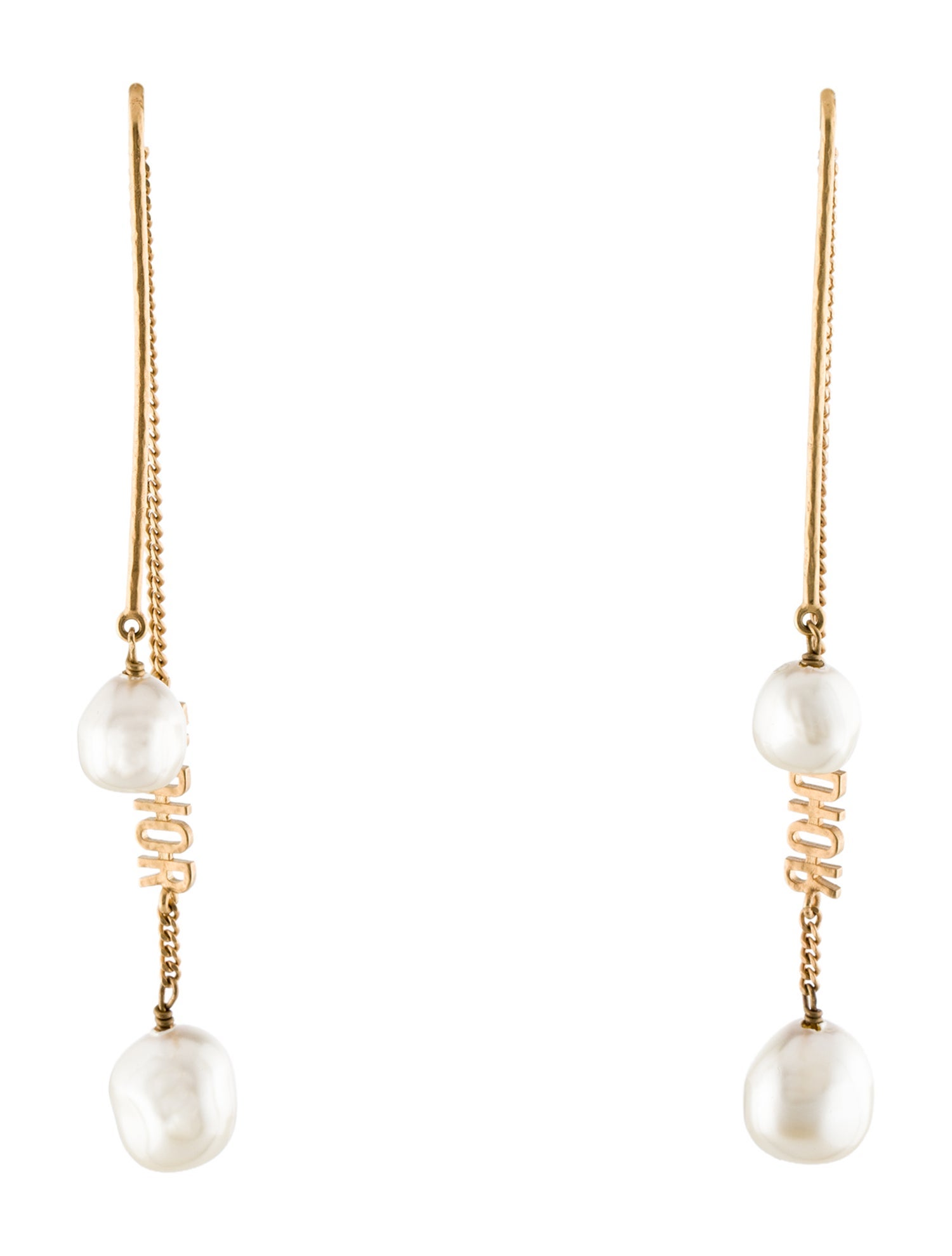 Christian Dior J'ADIOR Faux Pearl Chain Tribales Earrings