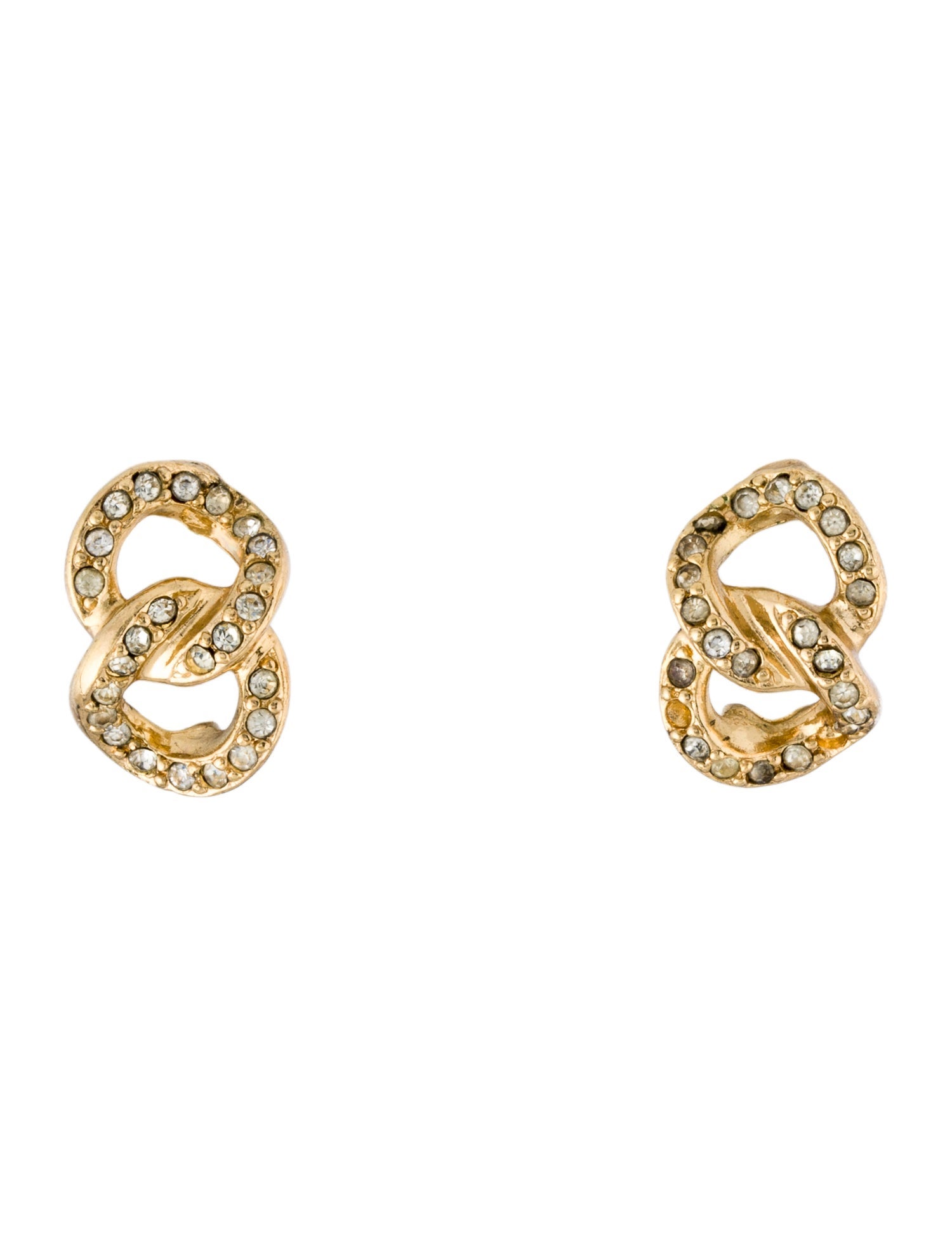 Christian Dior Vintage Crystal Knotted Clip-On Earrings