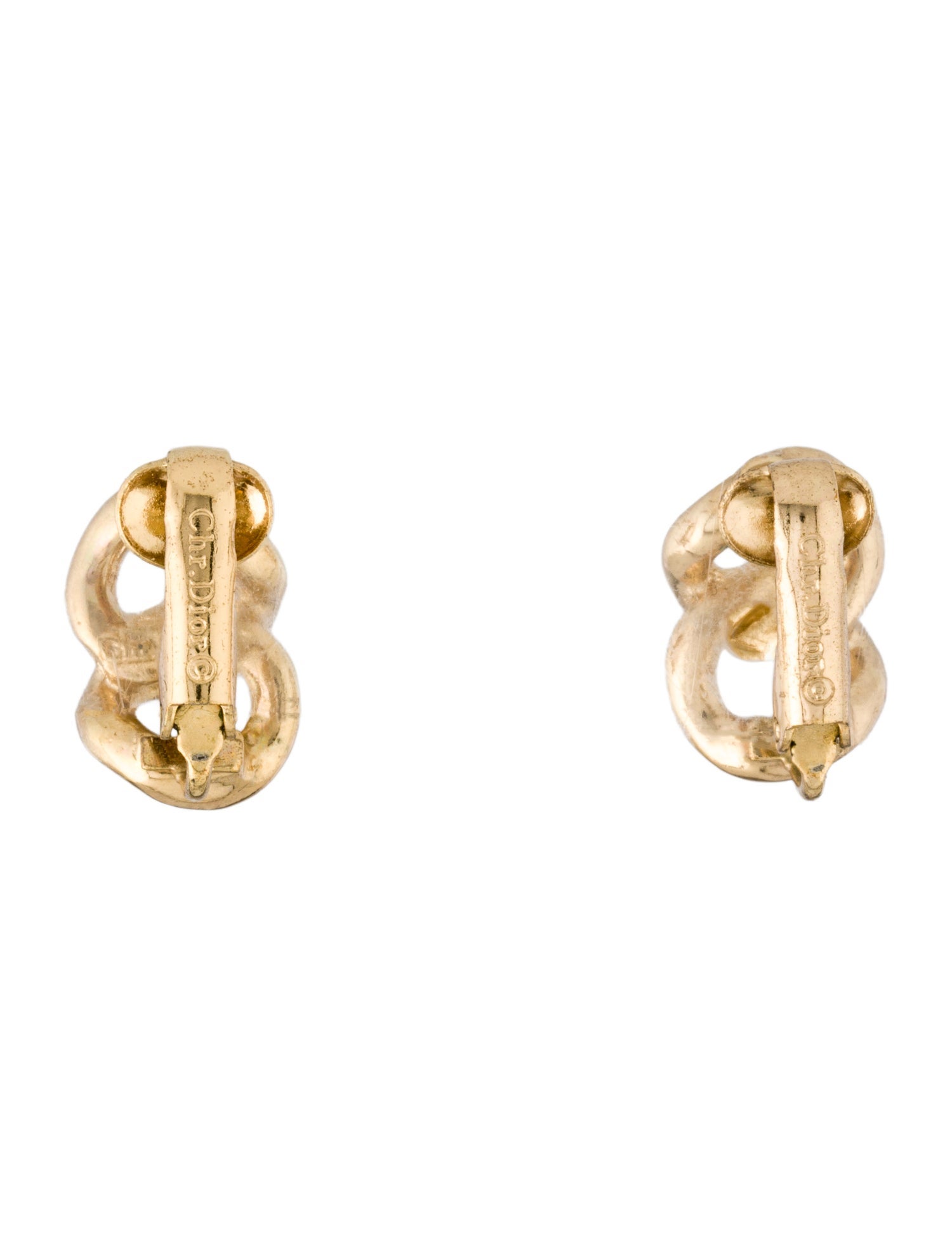Christian Dior Vintage Crystal Knotted Clip-On Earrings