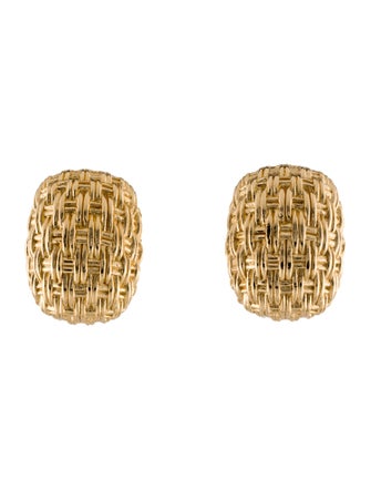 Christian Dior Vintage Dome Basket Texture Clip-On Earrings