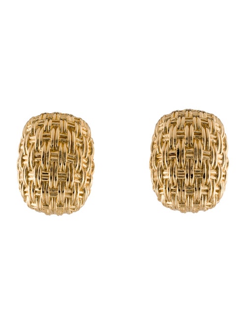 Christian Dior Vintage Dome Basket Texture Clip-On Earrings