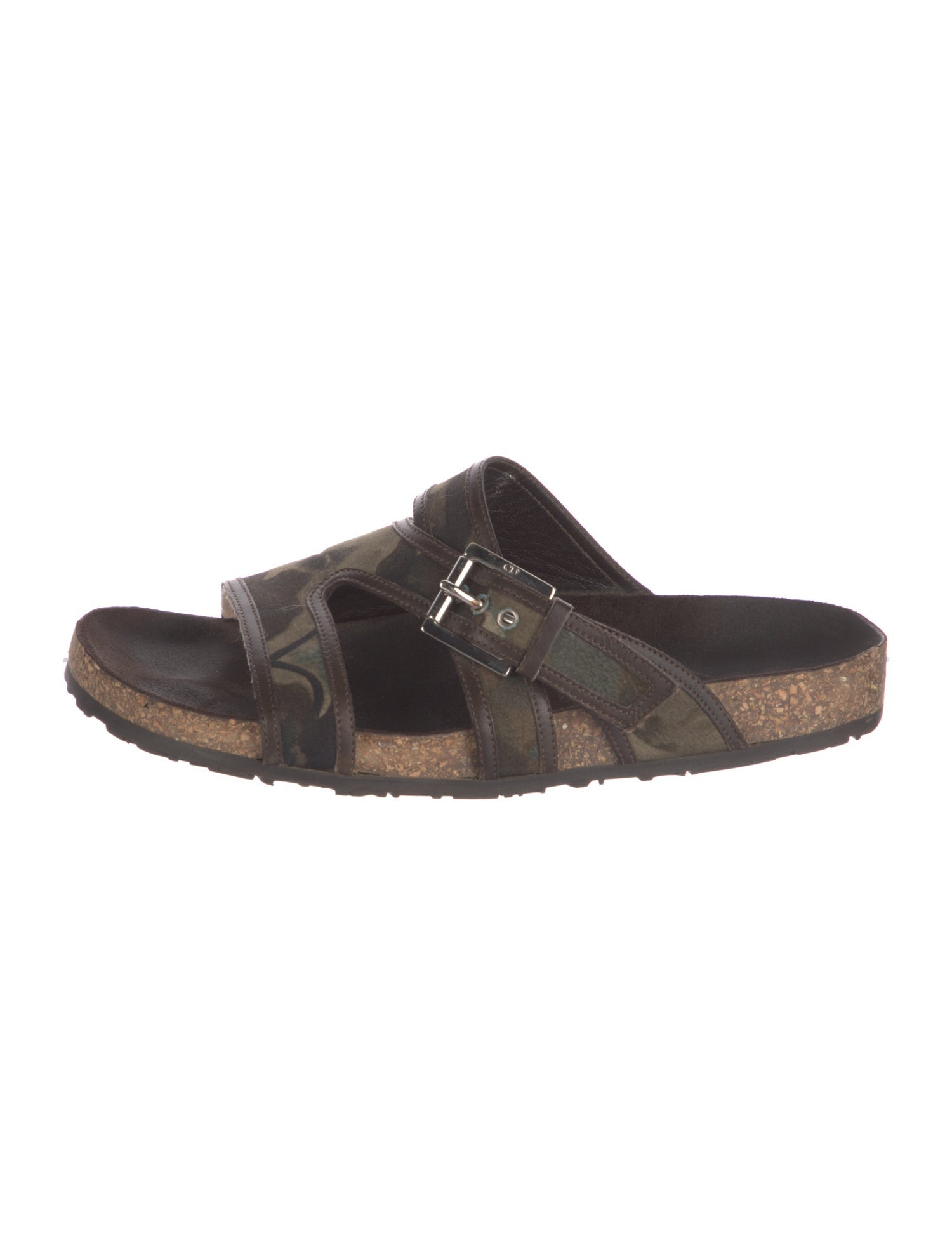 Christian Dior Diorissimo Pattern Leather Trim Embellishment Slides