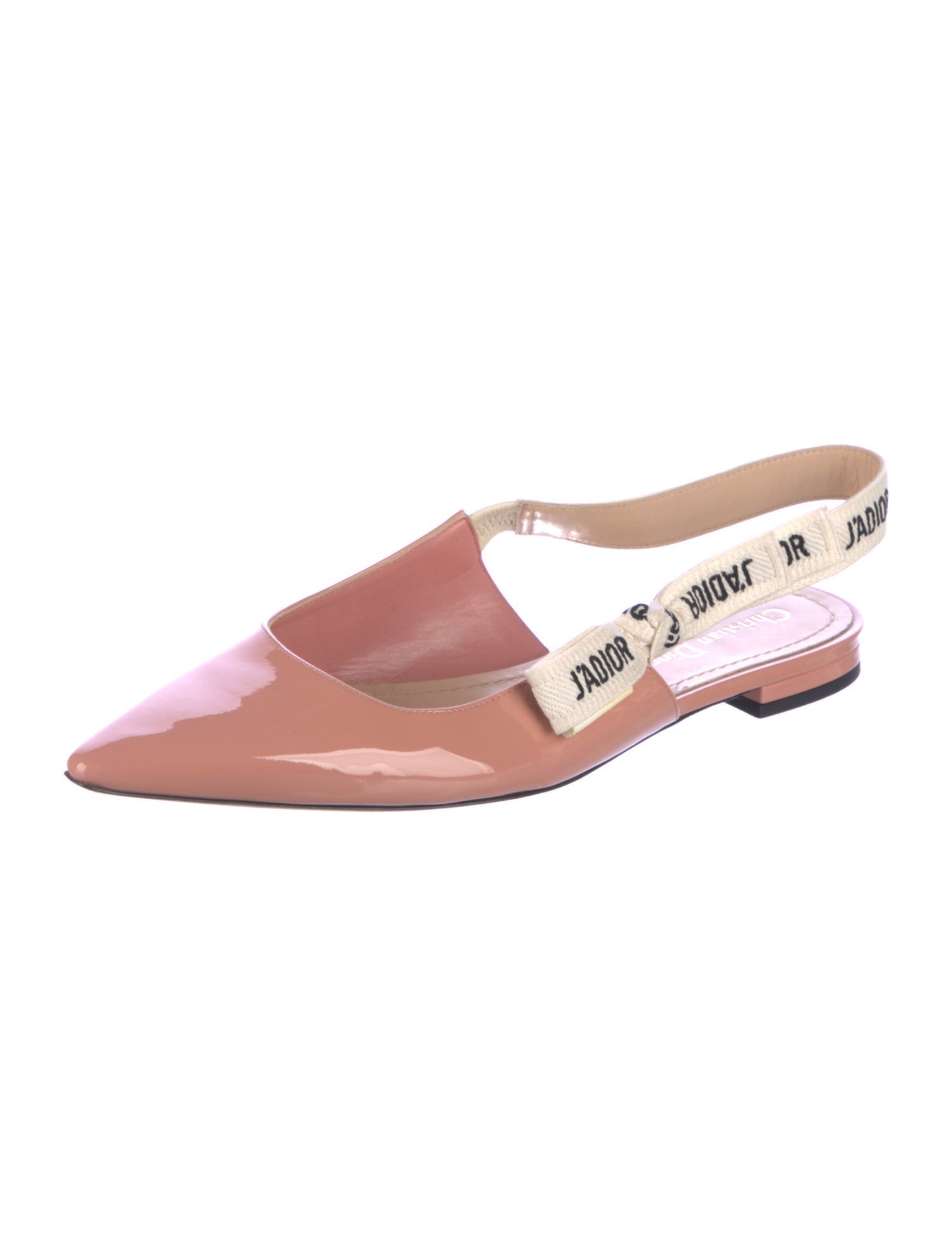 Christian Dior Patent Leather Bow Accents Slingback Flats