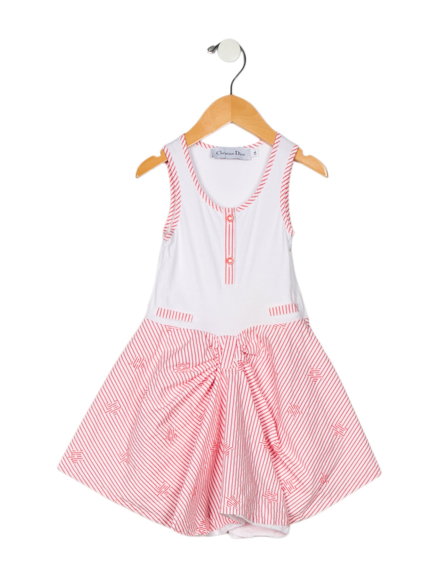 Christian Dior Girls' Striped Pleated Dress