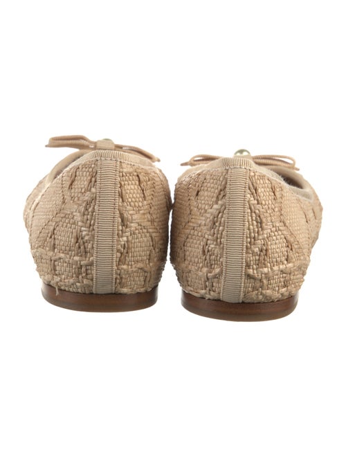Christian Dior Faux Pearl Accents Straw Ballet Flats