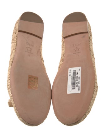 Christian Dior Faux Pearl Accents Straw Ballet Flats