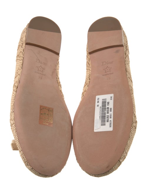 Christian Dior Faux Pearl Accents Straw Ballet Flats
