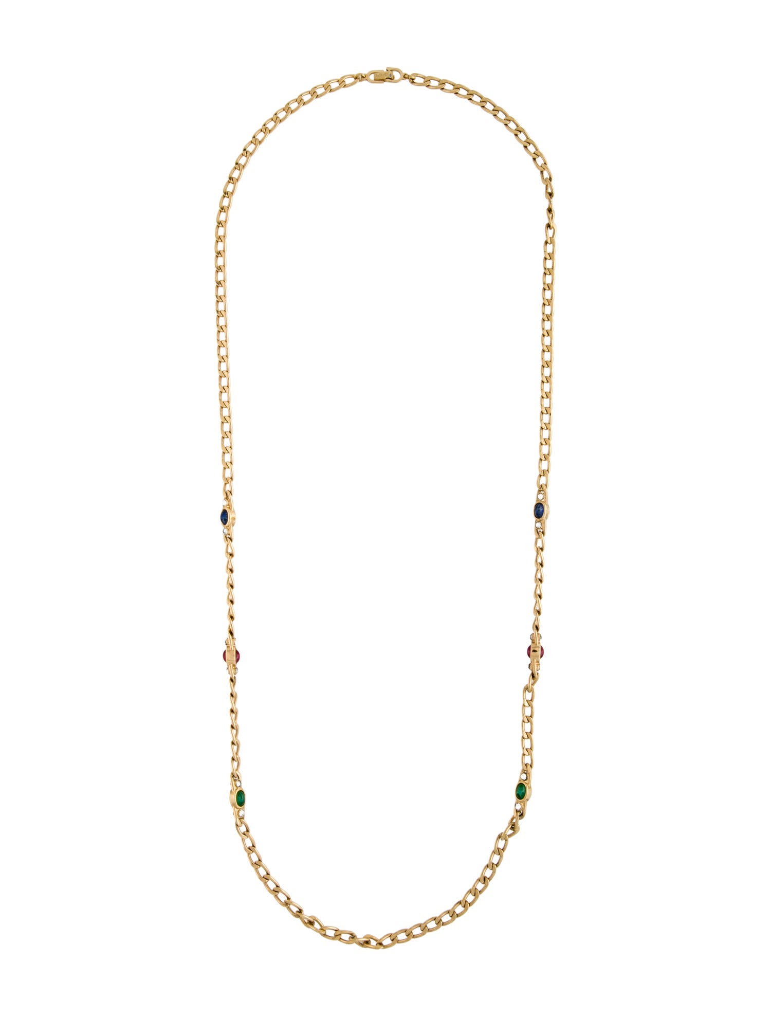 Christian Dior Vintage Crystal & Stone Chain Necklace
