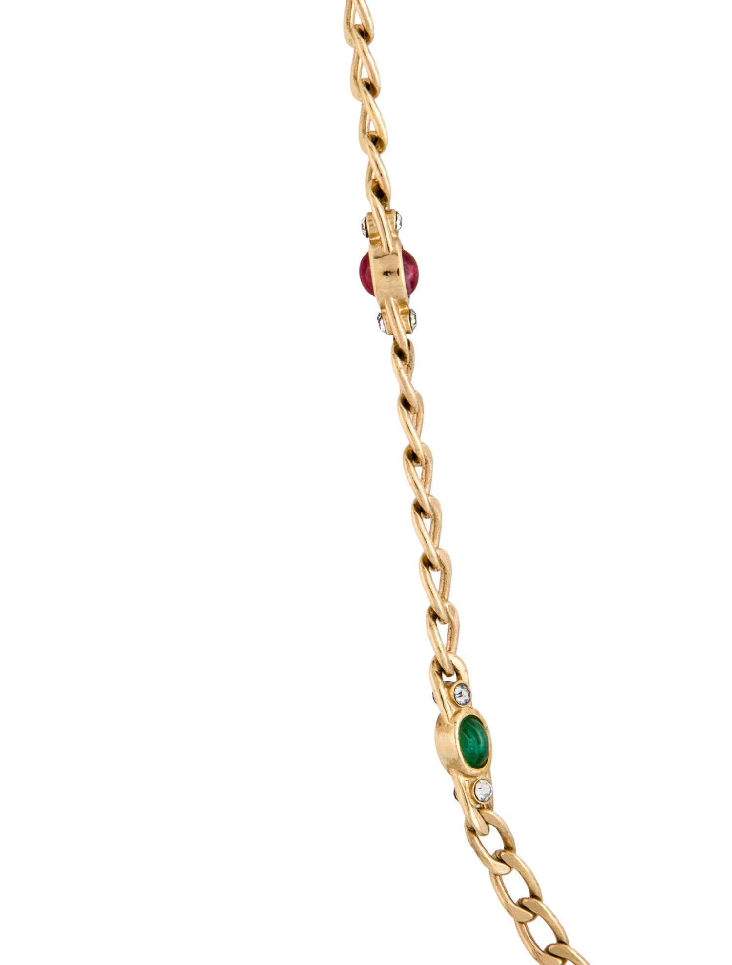 Christian Dior Vintage Crystal & Stone Chain Necklace