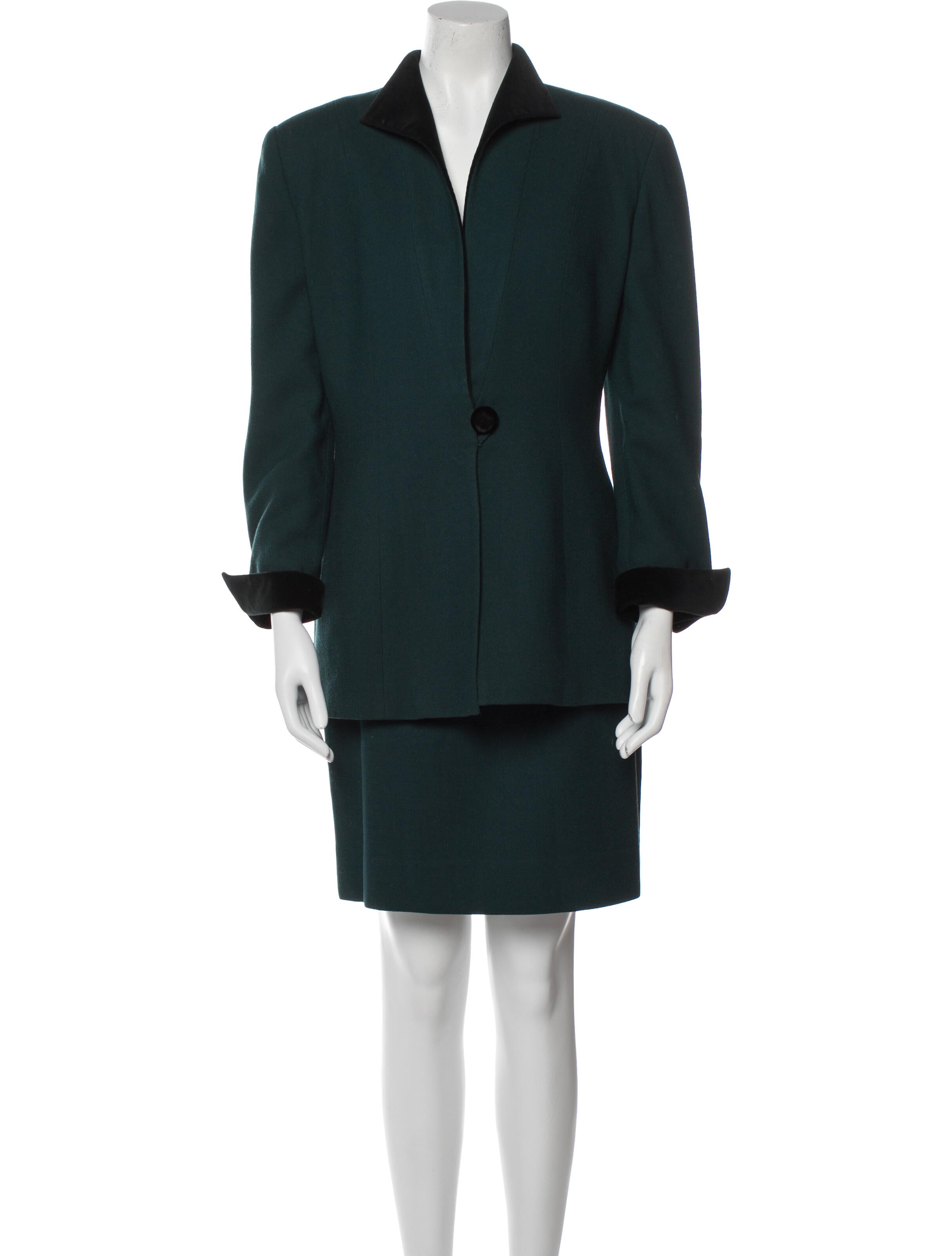 Christian Dior Wool Bow Accents Skirt Set