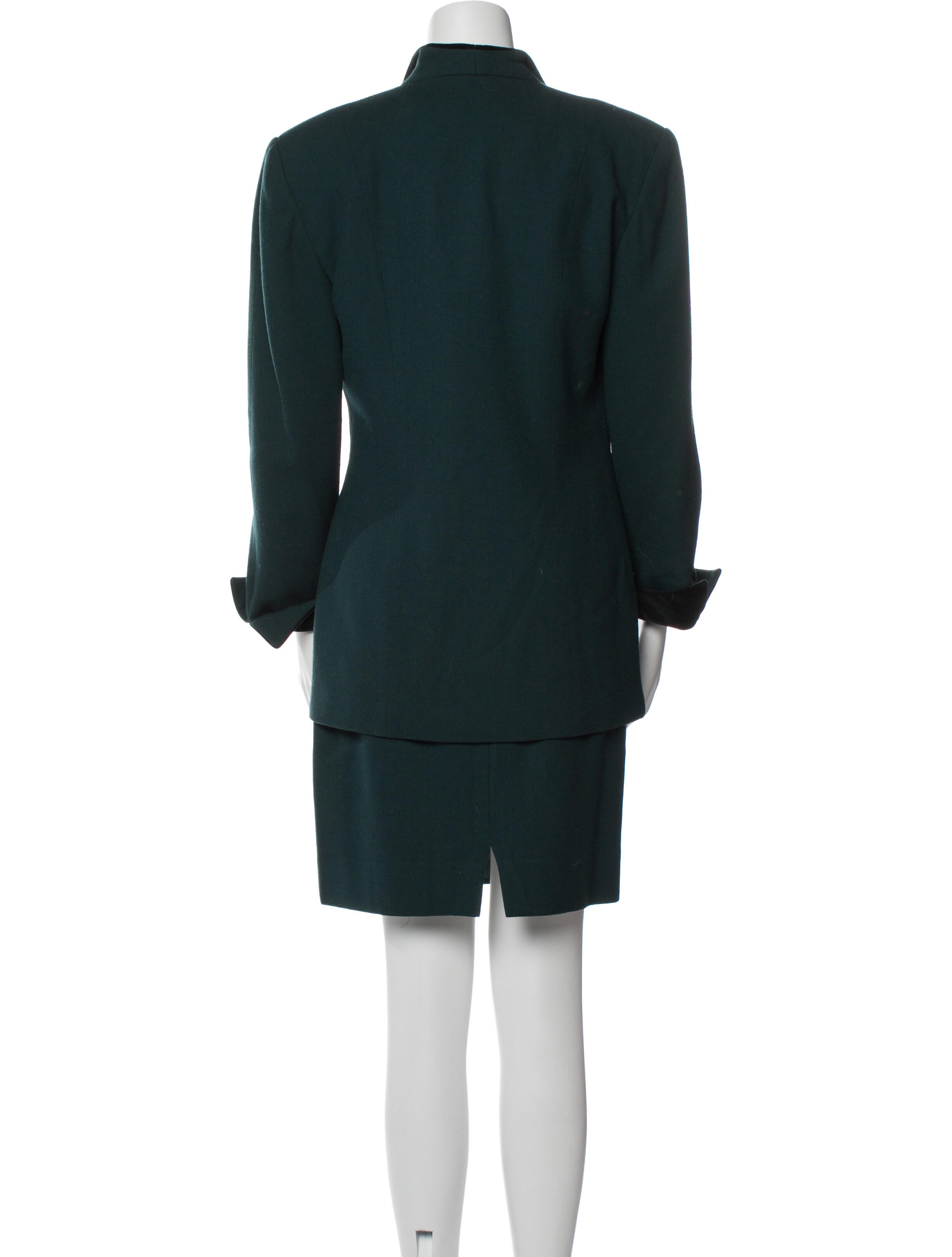 Christian Dior Wool Bow Accents Skirt Set