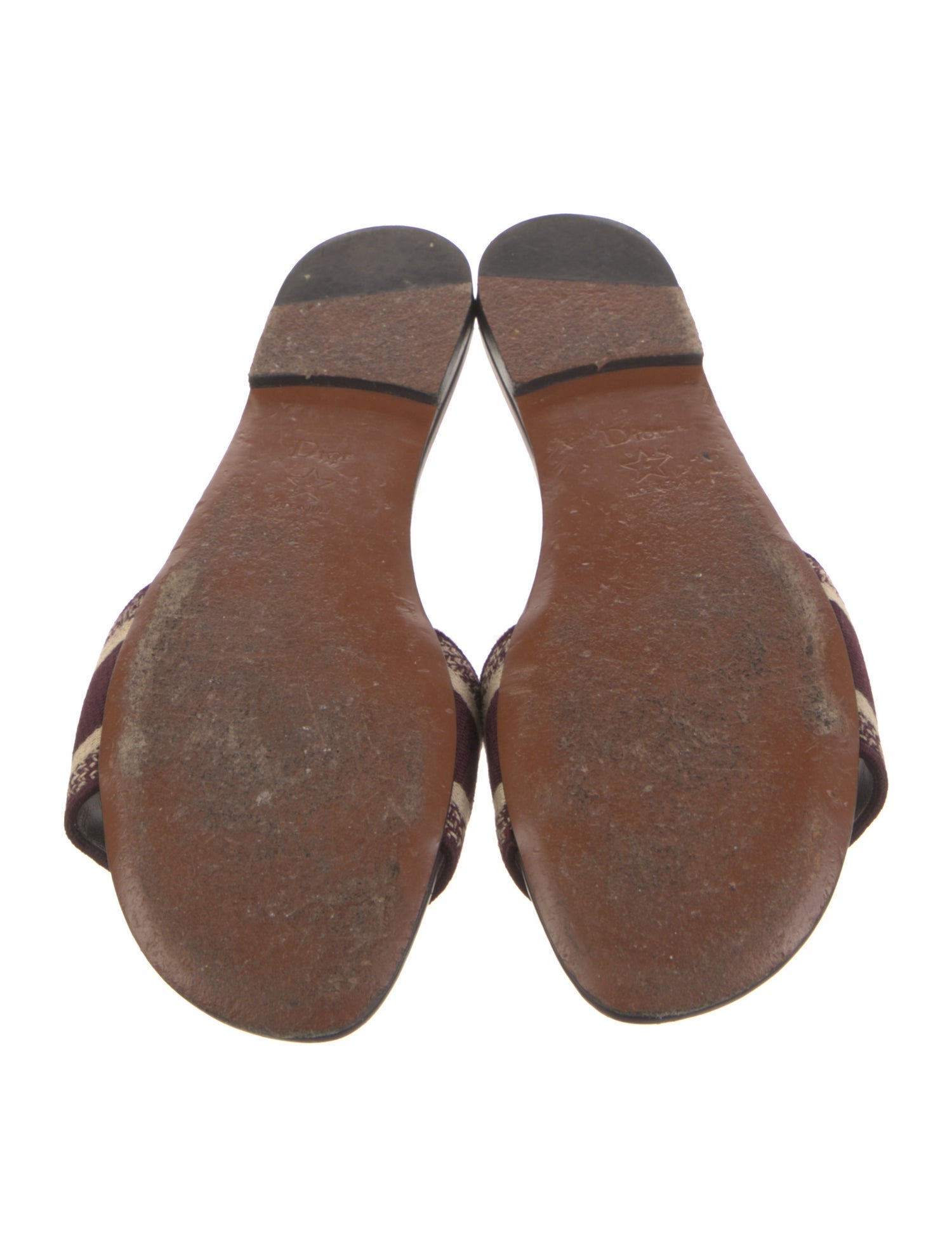 Christian Dior Striped Embroidered Accent Slides