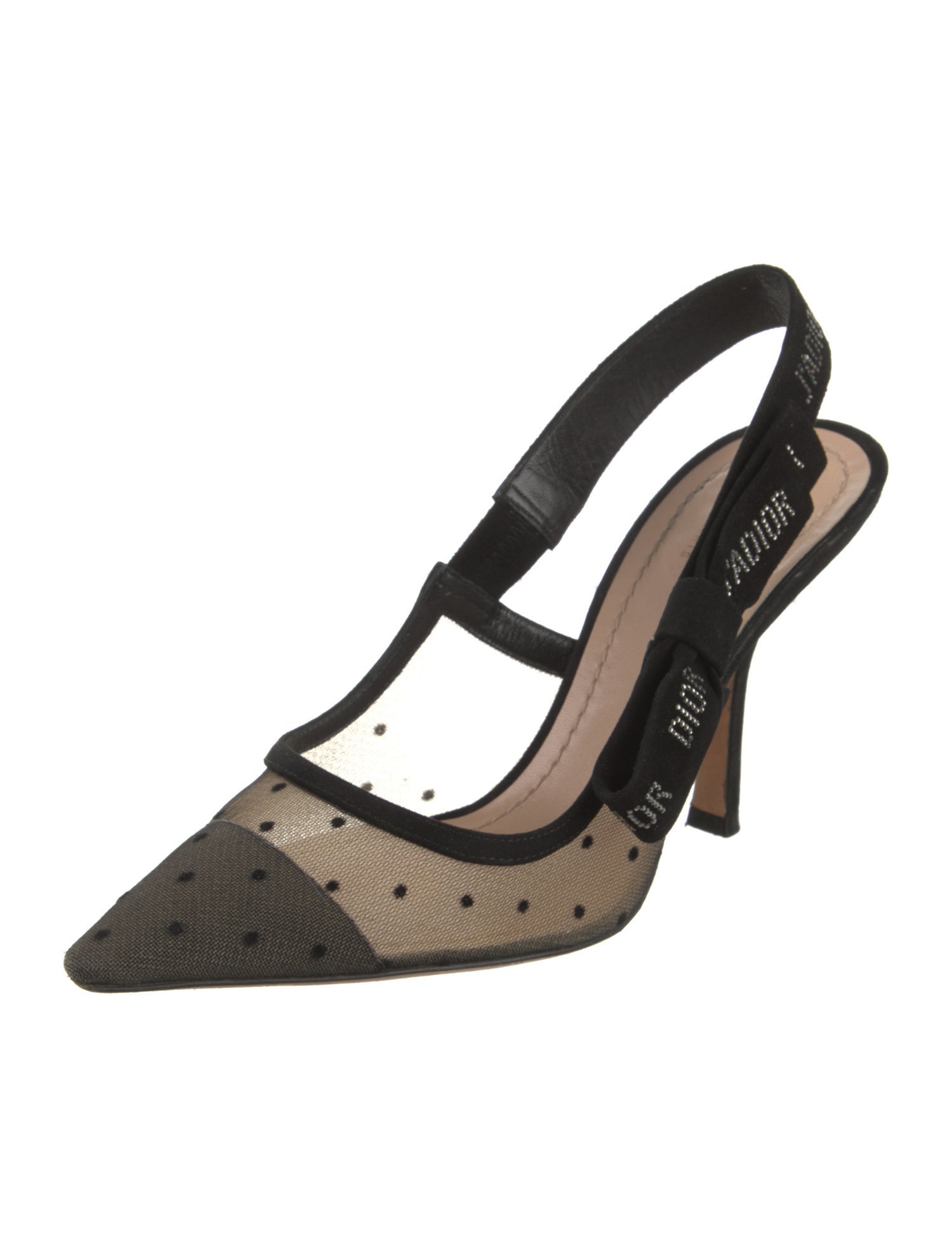 Christian Dior Mesh Graphic Print Slingback Pumps