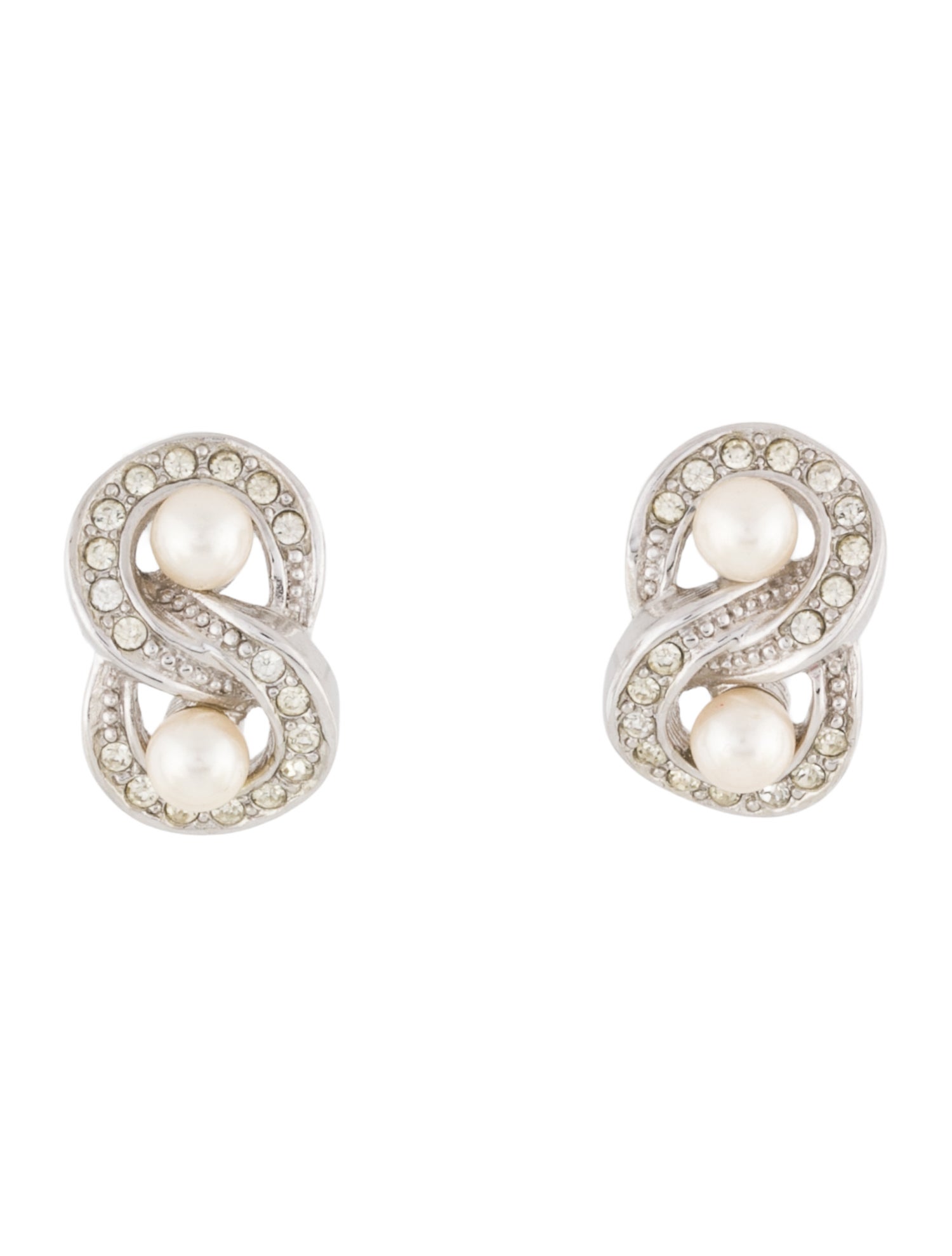 Christian Dior Vintage Crystal & Pearl Stud Earrings