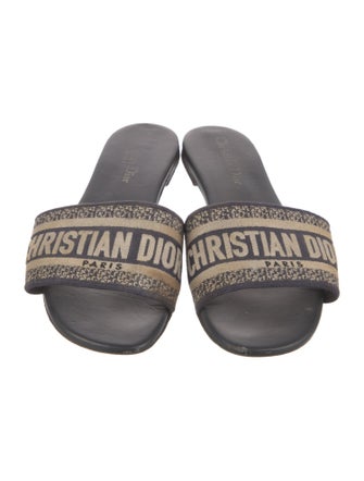 Christian Dior Printed Embroidered Accent Slides