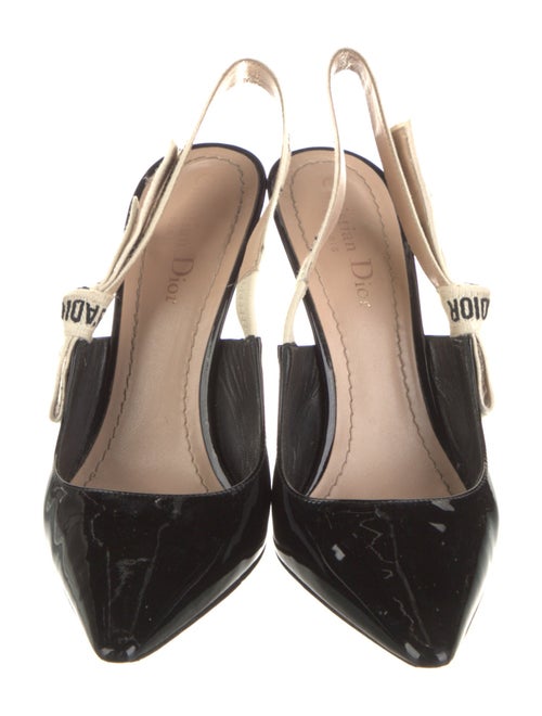 Christian Dior Patent Leather Graphic Print Slingback Pumps