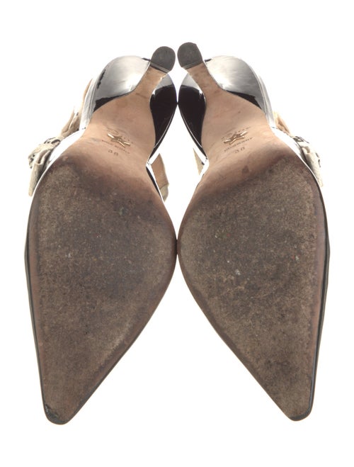 Christian Dior Patent Leather Graphic Print Slingback Pumps