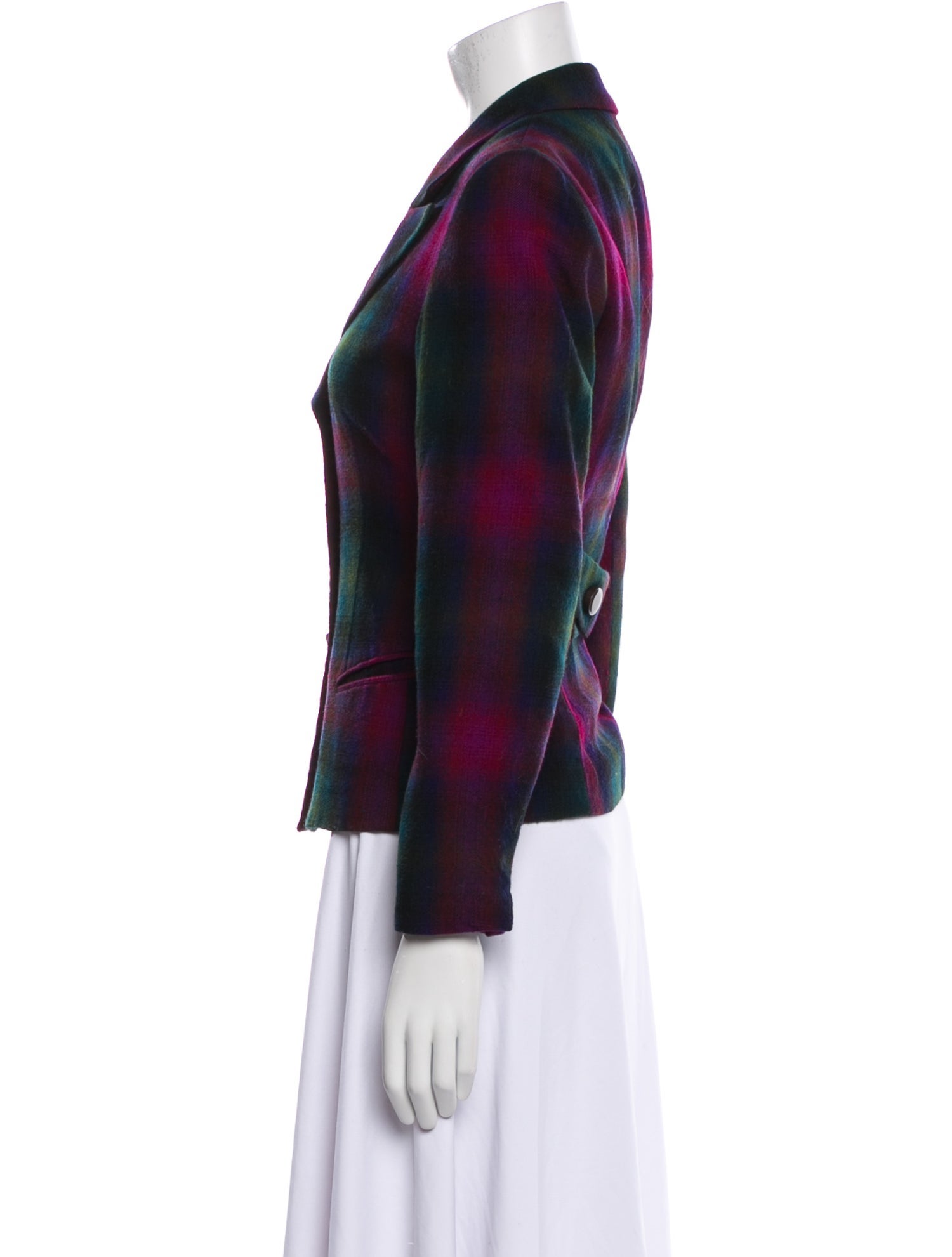 Christian Dior Wool Plaid Print Blazer
