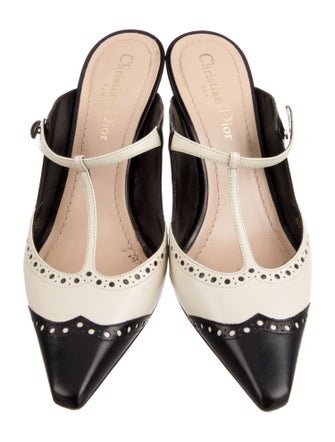 Christian Dior Leather Colorblock Pattern Mules