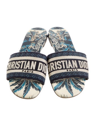 Christian Dior Printed Embroidered Accent Slides