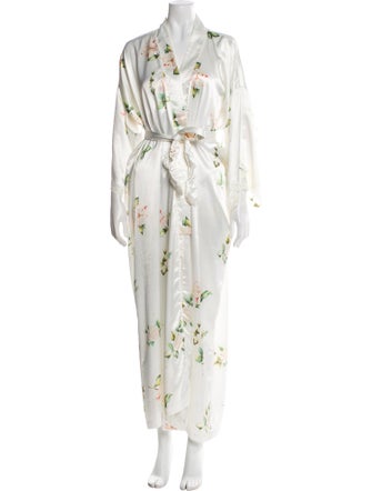 Christian Dior Floral Print Scalloped Accent Robe