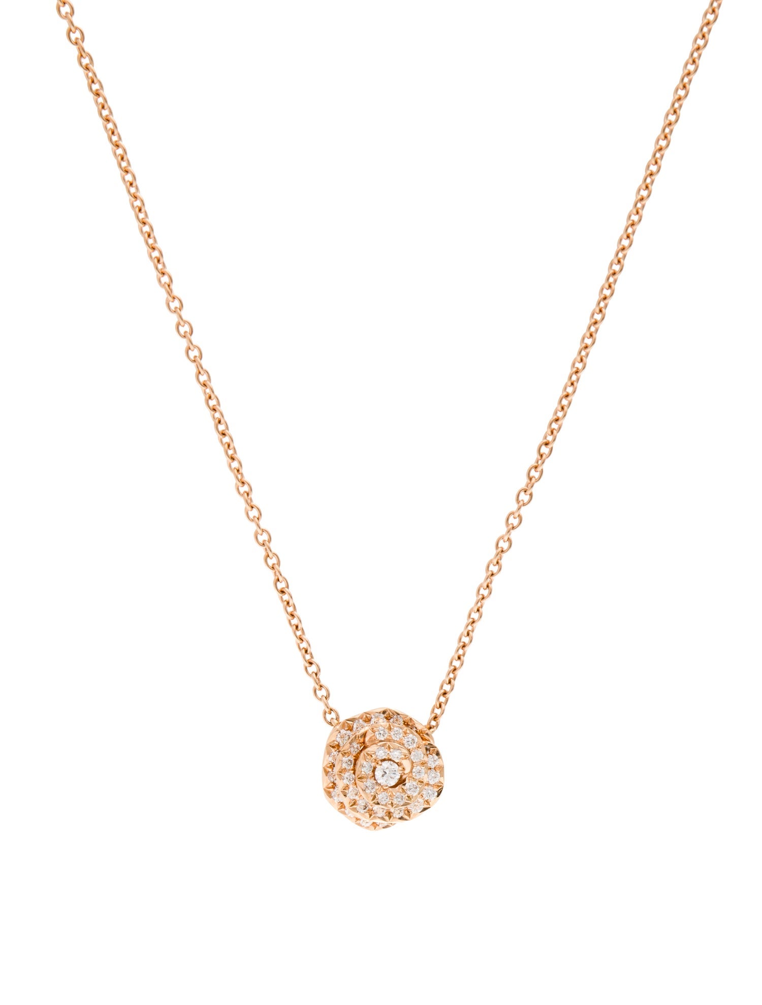 Christian Dior 18K Diamond Rose Pendant Necklace