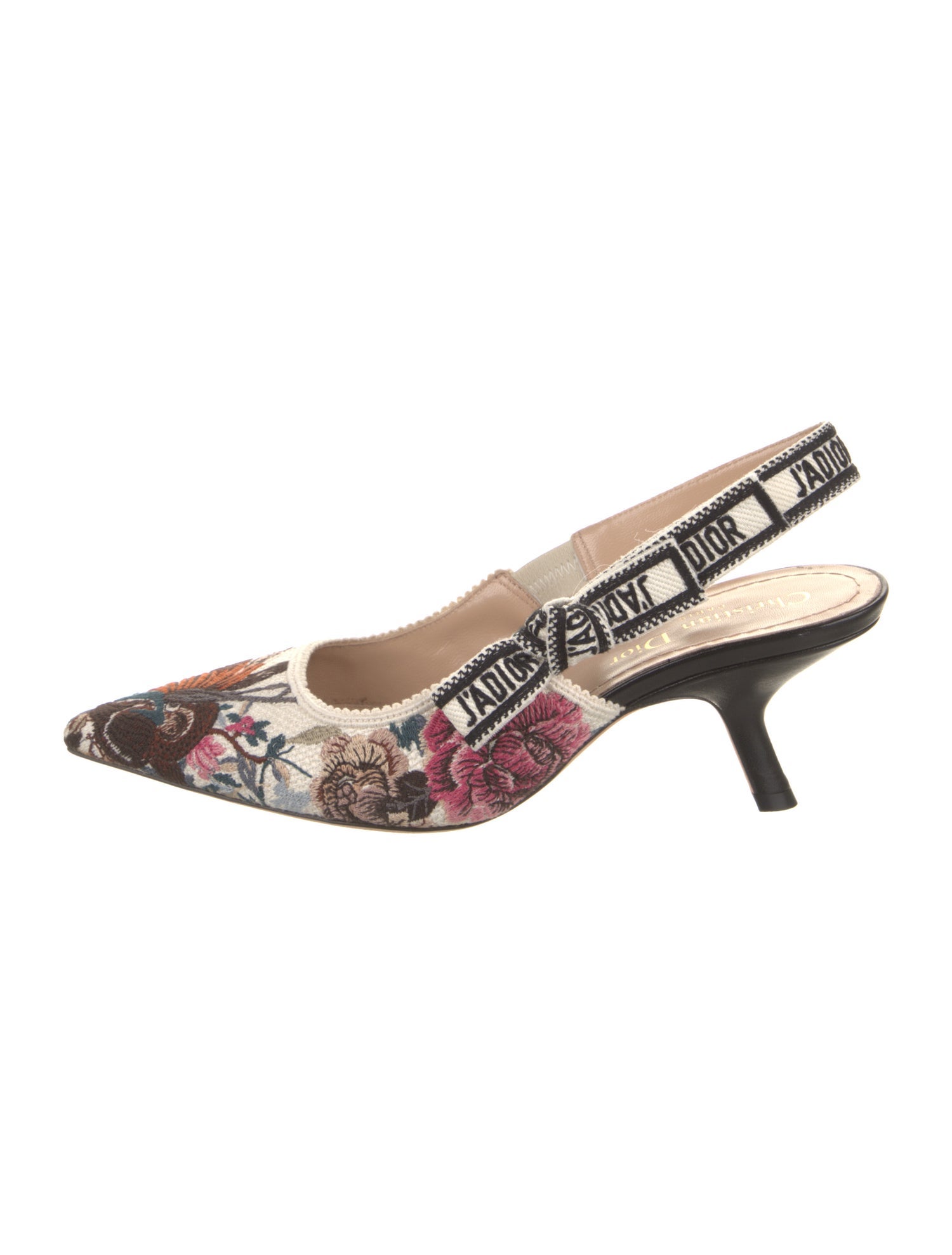 Christian Dior Canvas Floral Print Slingback Pumps