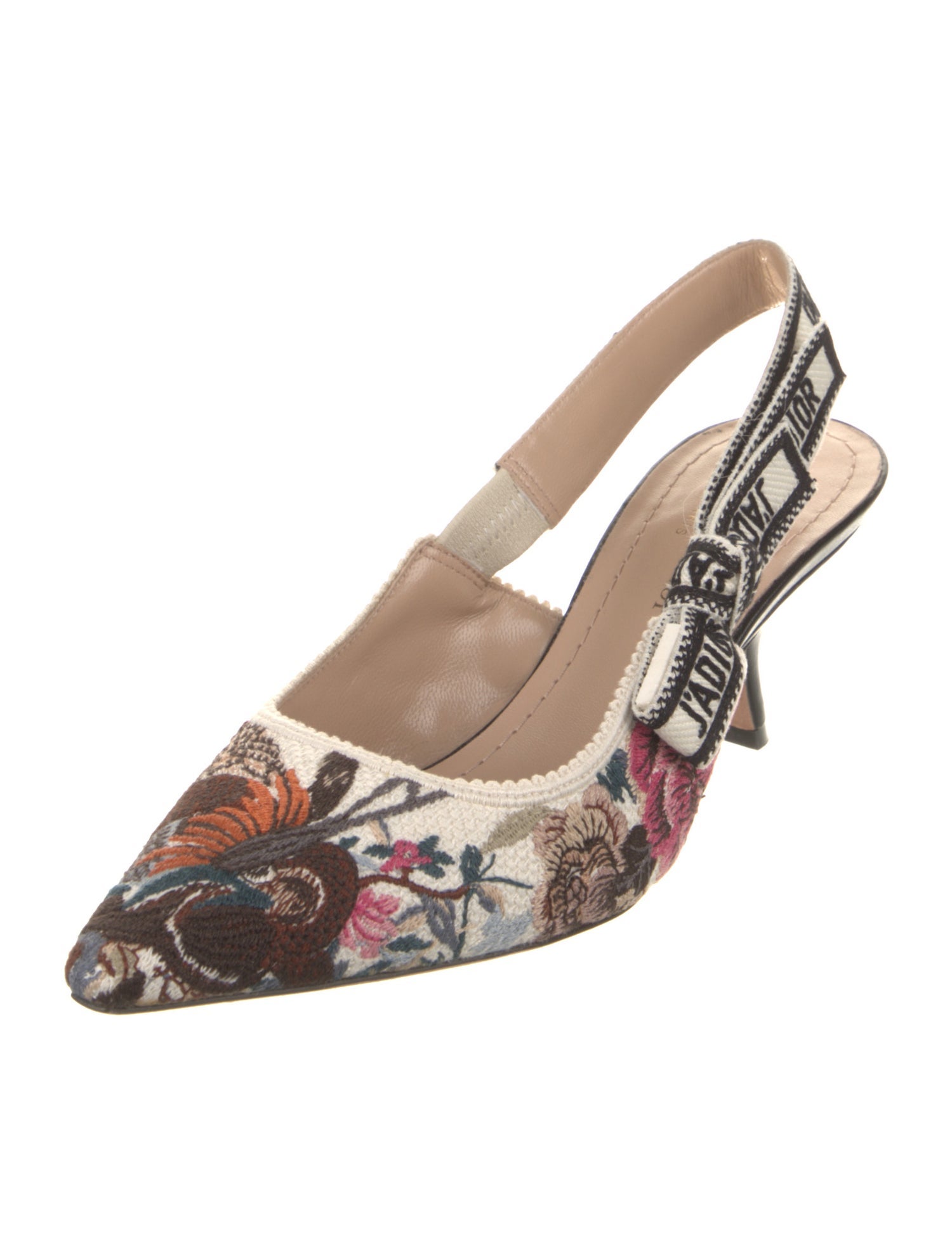 Christian Dior Canvas Floral Print Slingback Pumps
