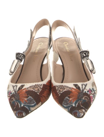 Christian Dior Canvas Floral Print Slingback Pumps