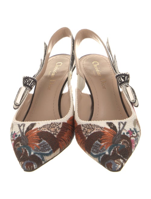 Christian Dior Canvas Floral Print Slingback Pumps