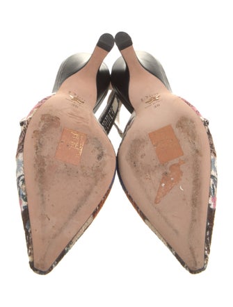 Christian Dior Canvas Floral Print Slingback Pumps